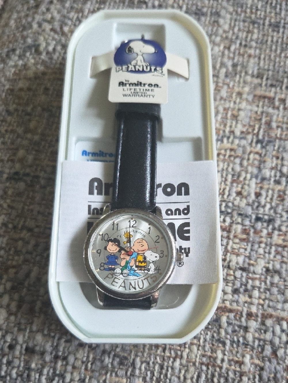 NEW Armitron Peanuts Character Watch - Black Strap with White Dial
